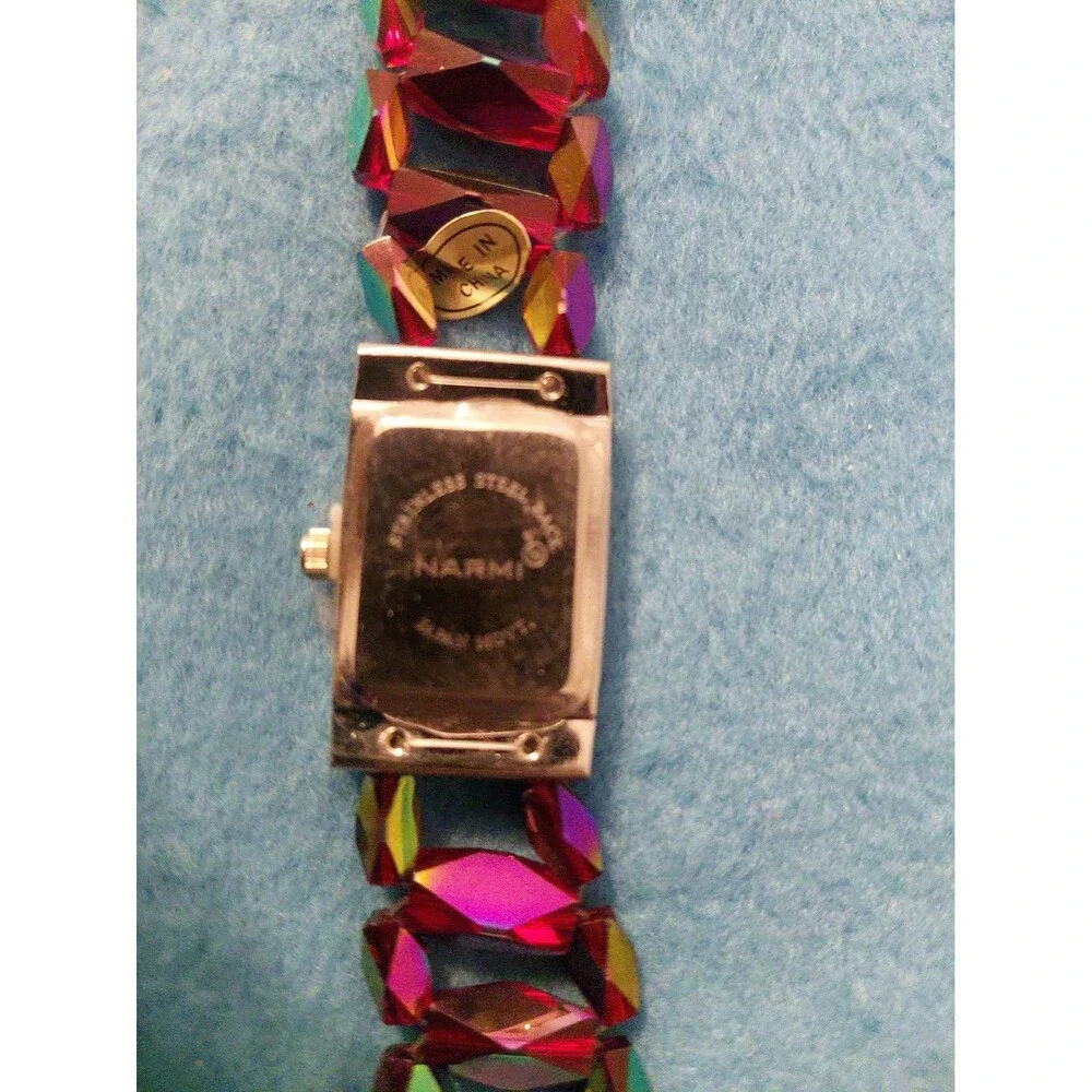 Pink Iridescent Beaded NEW NARMI WOMENS WATCH With Removable Extension